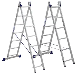 Лестница двухсекционная 150 кг, 6.74 м, 2х14 ст. (сер. - 214/5214)